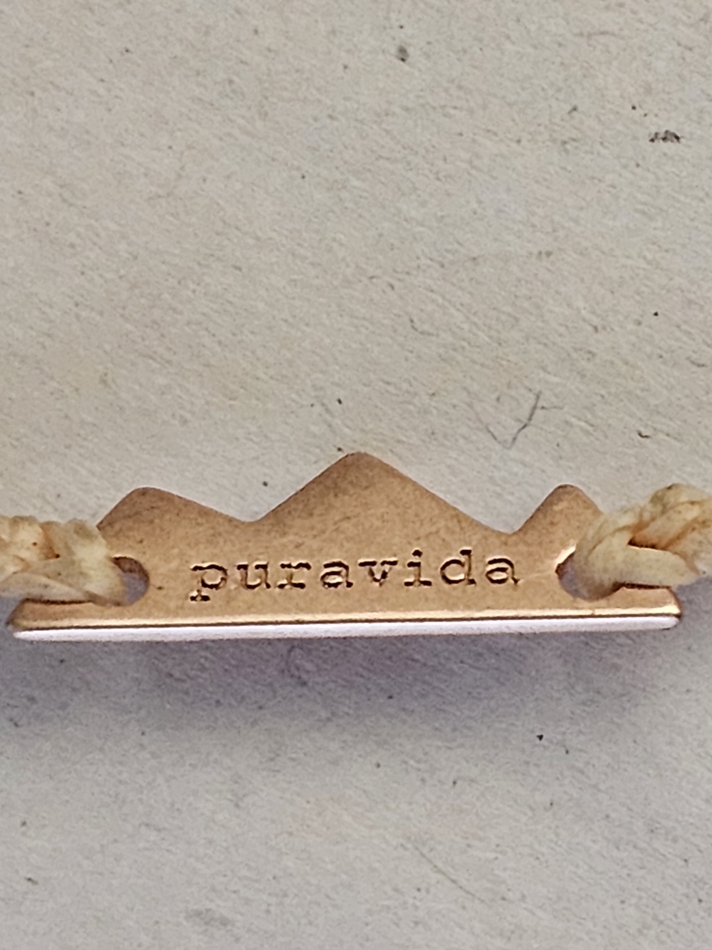 Pura Vida Rose Gold Mountain Bar Bracelet - Cream Cord